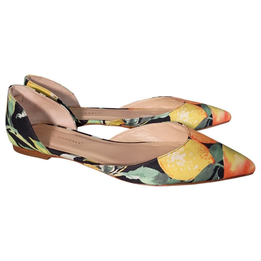 Loeffler Randall D-Orsay Ballet Flats Citrus Fruit Textile Pointed Toe Womens 9